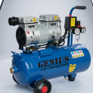 24LT, 1.0HP, Oilless & Silent, Single Phase With Oil-Water Separator, Two Metal Guages 8BAR