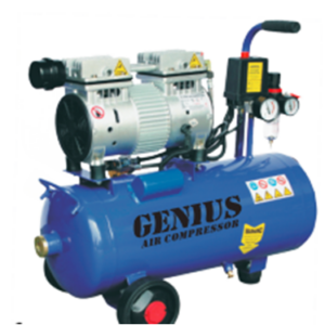 24LT, 1.0HP, Oilless & Silent, Single Phase With Oil-Water Separator, Two Metal Guages 8BAR