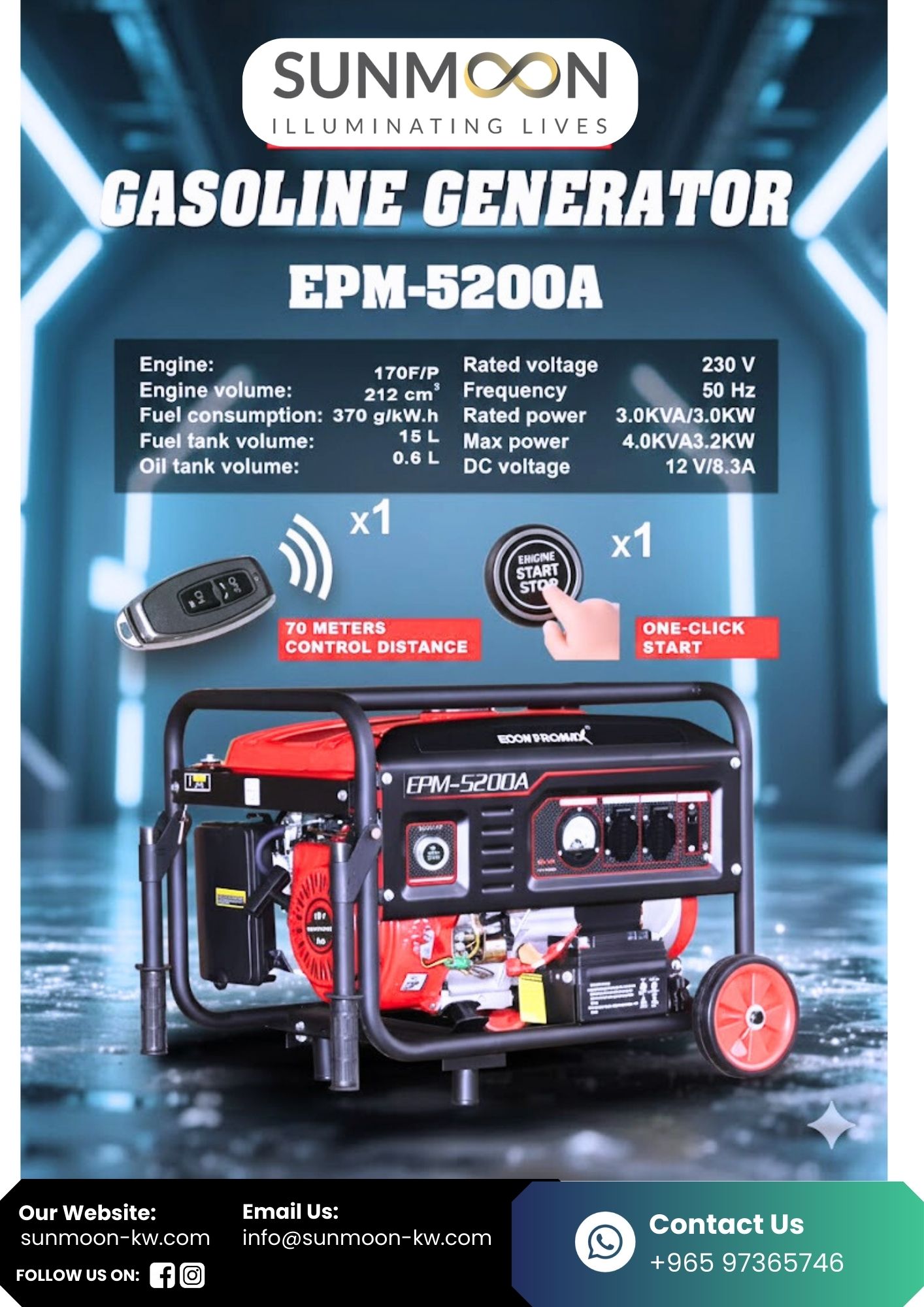 Gasoline Silent Generator Edon Promax (3000W) (EPM5200A)